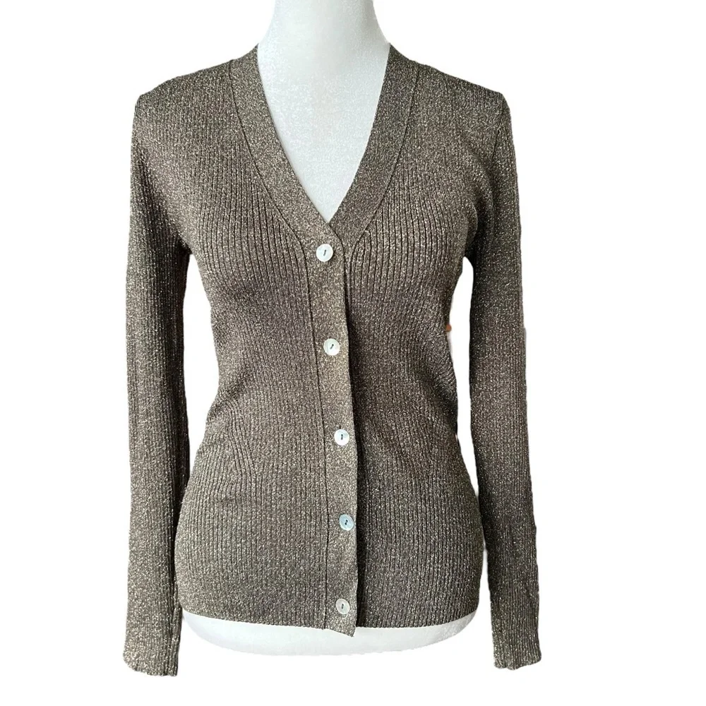 RAILS Beau Lurex Cardigan Gold Sz S - Picture 6 of 10